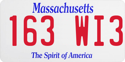MA license plate 163WI3