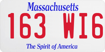 MA license plate 163WI6