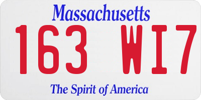 MA license plate 163WI7