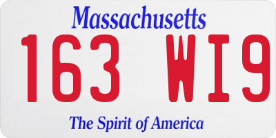 MA license plate 163WI9