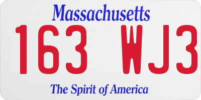 MA license plate 163WJ3