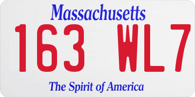 MA license plate 163WL7