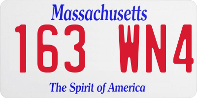 MA license plate 163WN4