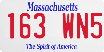 MA license plate 163WN5