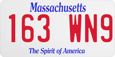 MA license plate 163WN9