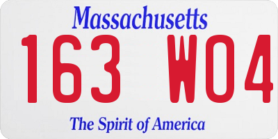 MA license plate 163WO4