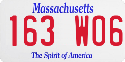 MA license plate 163WO6