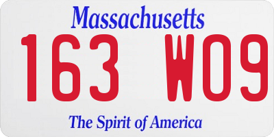 MA license plate 163WO9