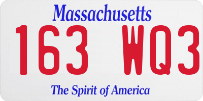 MA license plate 163WQ3