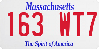 MA license plate 163WT7