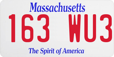 MA license plate 163WU3