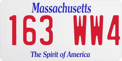 MA license plate 163WW4