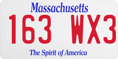 MA license plate 163WX3