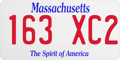 MA license plate 163XC2