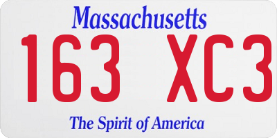 MA license plate 163XC3