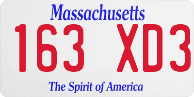 MA license plate 163XD3