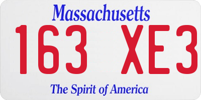 MA license plate 163XE3