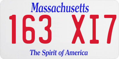 MA license plate 163XI7