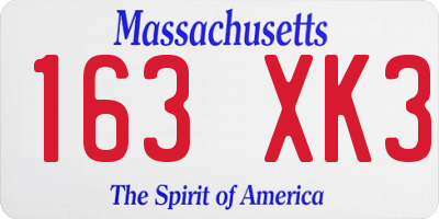 MA license plate 163XK3