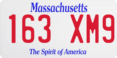 MA license plate 163XM9