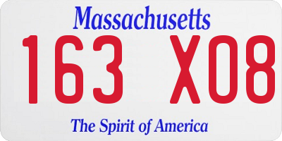 MA license plate 163XO8