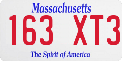 MA license plate 163XT3