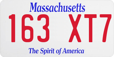 MA license plate 163XT7