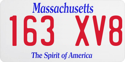 MA license plate 163XV8