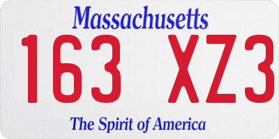 MA license plate 163XZ3