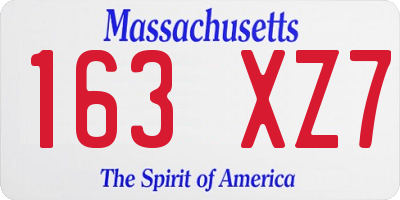 MA license plate 163XZ7