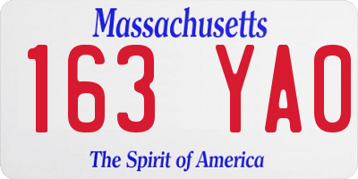 MA license plate 163YA0