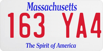 MA license plate 163YA4