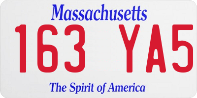 MA license plate 163YA5