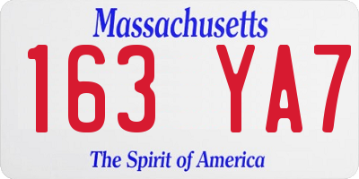 MA license plate 163YA7