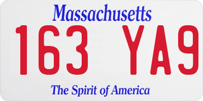 MA license plate 163YA9