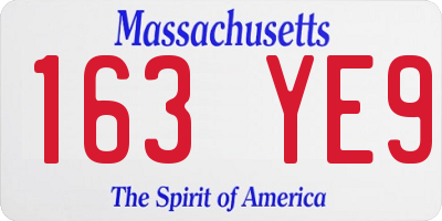 MA license plate 163YE9