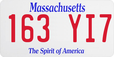 MA license plate 163YI7