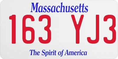 MA license plate 163YJ3