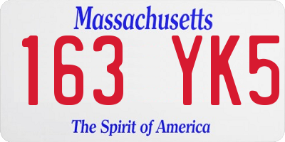 MA license plate 163YK5
