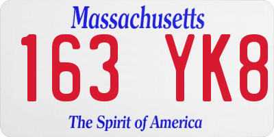 MA license plate 163YK8