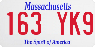 MA license plate 163YK9