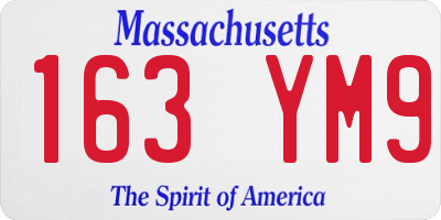MA license plate 163YM9