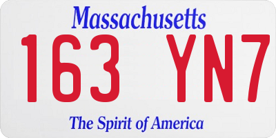 MA license plate 163YN7