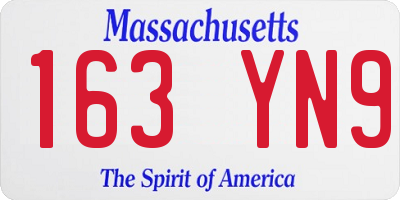 MA license plate 163YN9