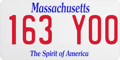 MA license plate 163YO0