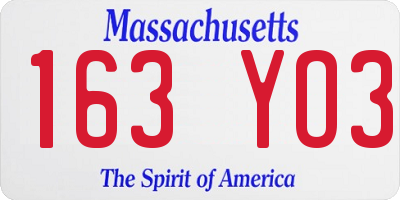 MA license plate 163YO3