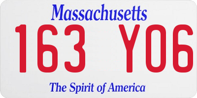 MA license plate 163YO6