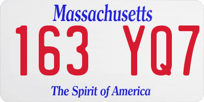 MA license plate 163YQ7