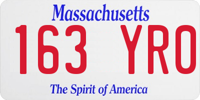 MA license plate 163YR0