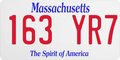 MA license plate 163YR7